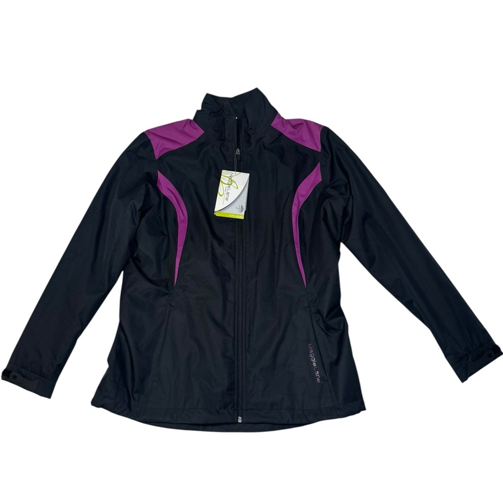 NWT Maggie Lane Black & Purple Zip-Up Windbreaker Jacket Size‎ L